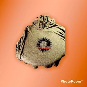 Hoodie, or shirt. Firefighter thin red line sunflower.
